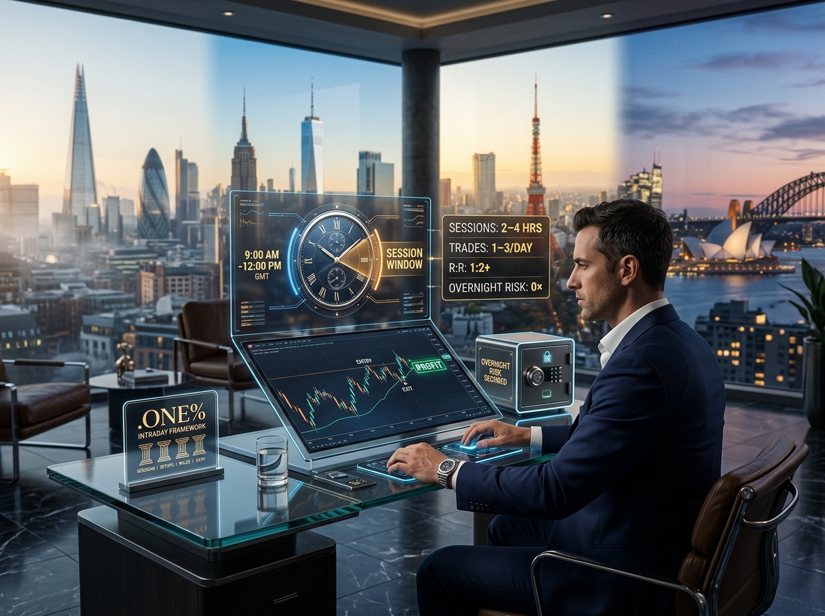 Professional day trading intraday session setup — two monitors forex charts — .ONE% Capitals worldwide