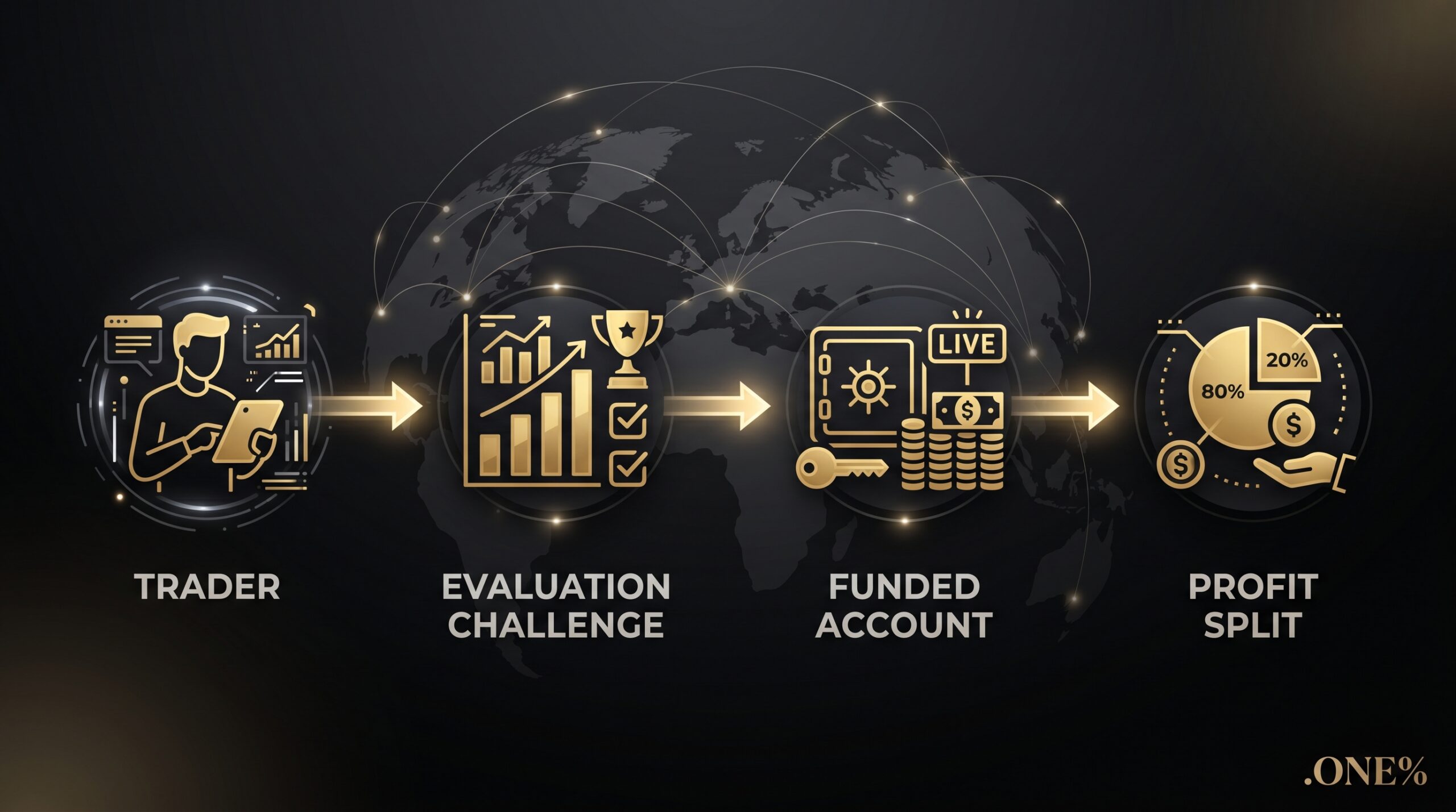Funded trader career — how the prop firm model works — worldwide guide — .ONE% Capitals