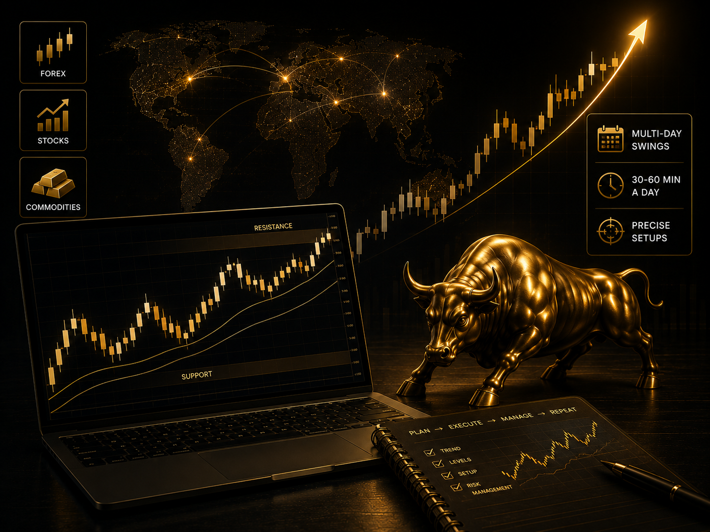 Swing trading explained — capturing multi-day market moves — perfect strategy for working professionals worldwide — .ONE% Capitals