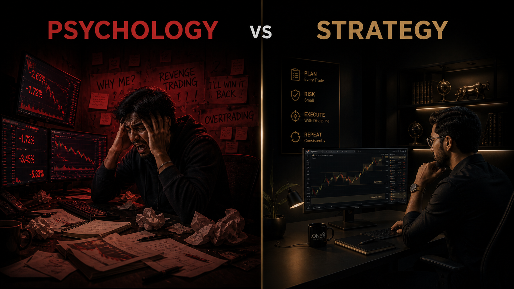 Why 95 percent of traders fail — psychology not strategy — institutional trading mindset guide — .ONE% Capitals
